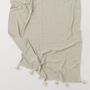 H&M Home Tasseled Bedspread size: 71"x98" black and white